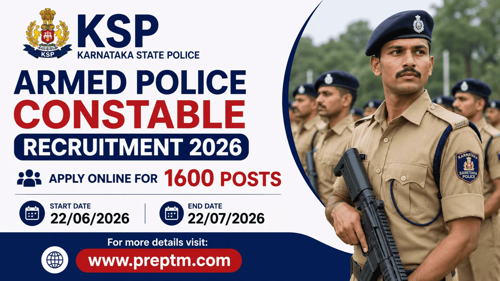 KSP Armed Police Constable Recruitment 2026: Apply Online for 1600 Posts
